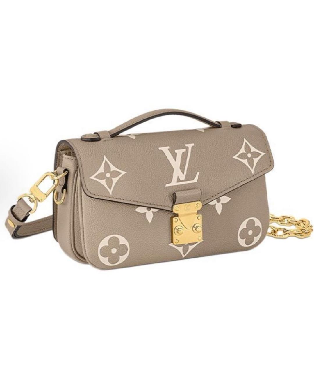 LOUIS VUITTON Бежевая кожаная сумка с короткими ручками, фото 5
