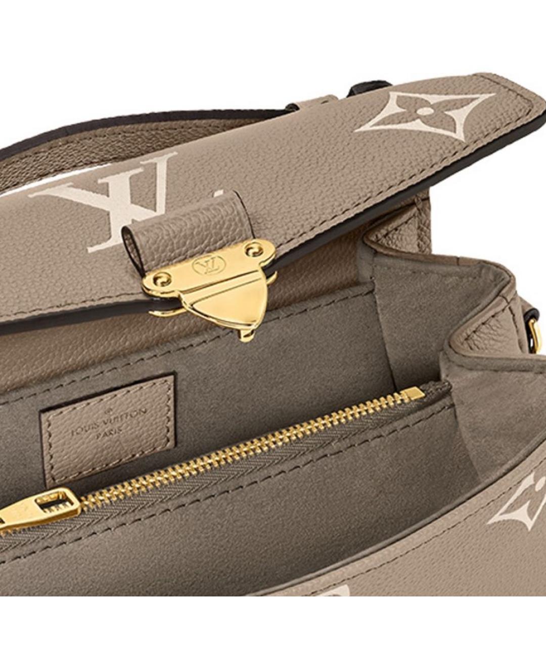 LOUIS VUITTON Бежевая кожаная сумка с короткими ручками, фото 4