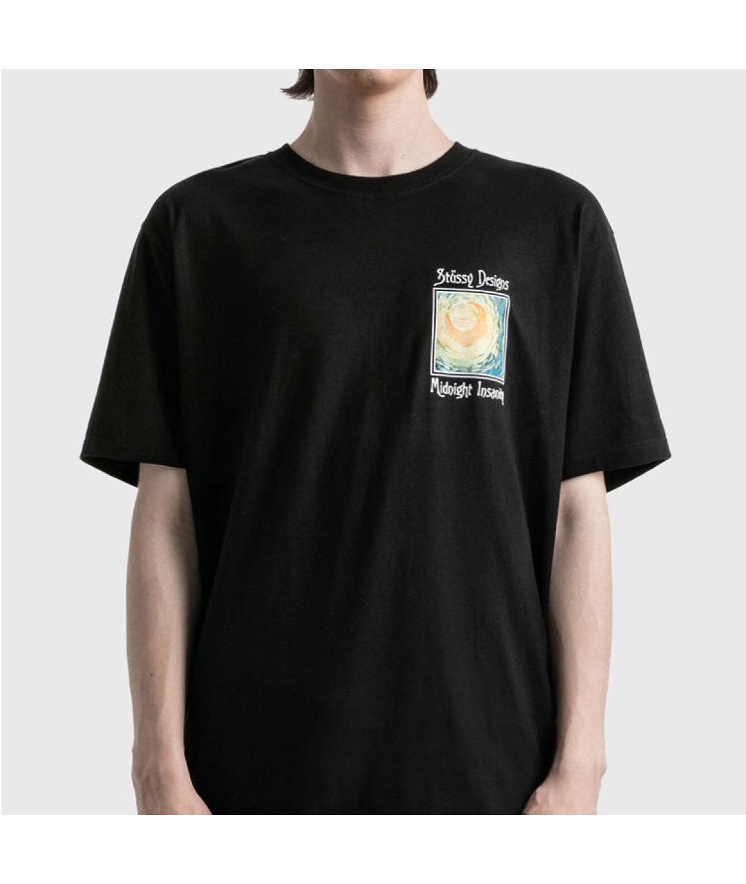 STUSSY Черная хлопковая футболка, фото 3
