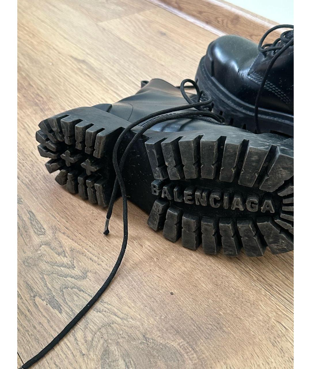 BALENCIAGA Черные кожаные ботинки, фото 3