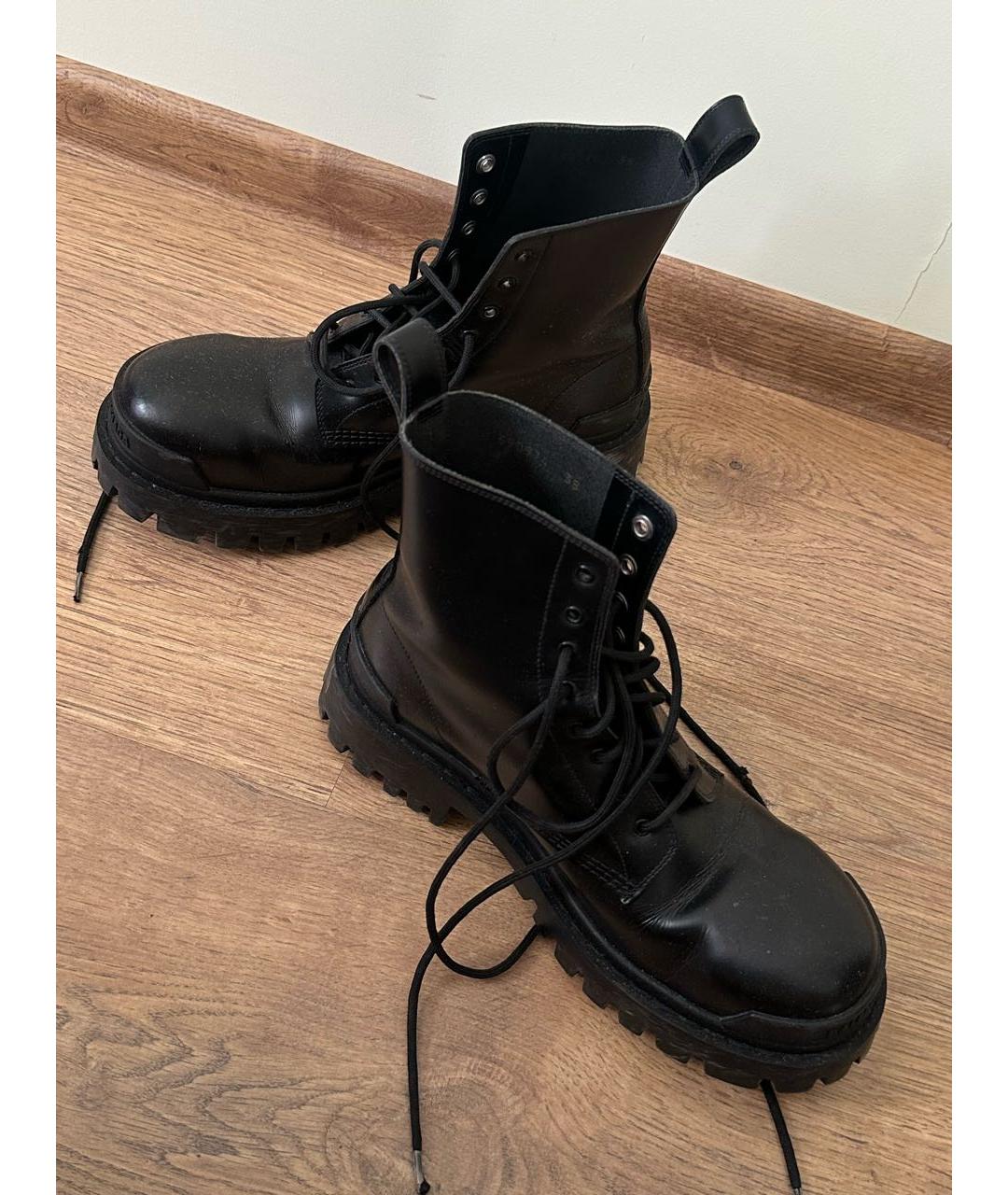 BALENCIAGA Черные кожаные ботинки, фото 2