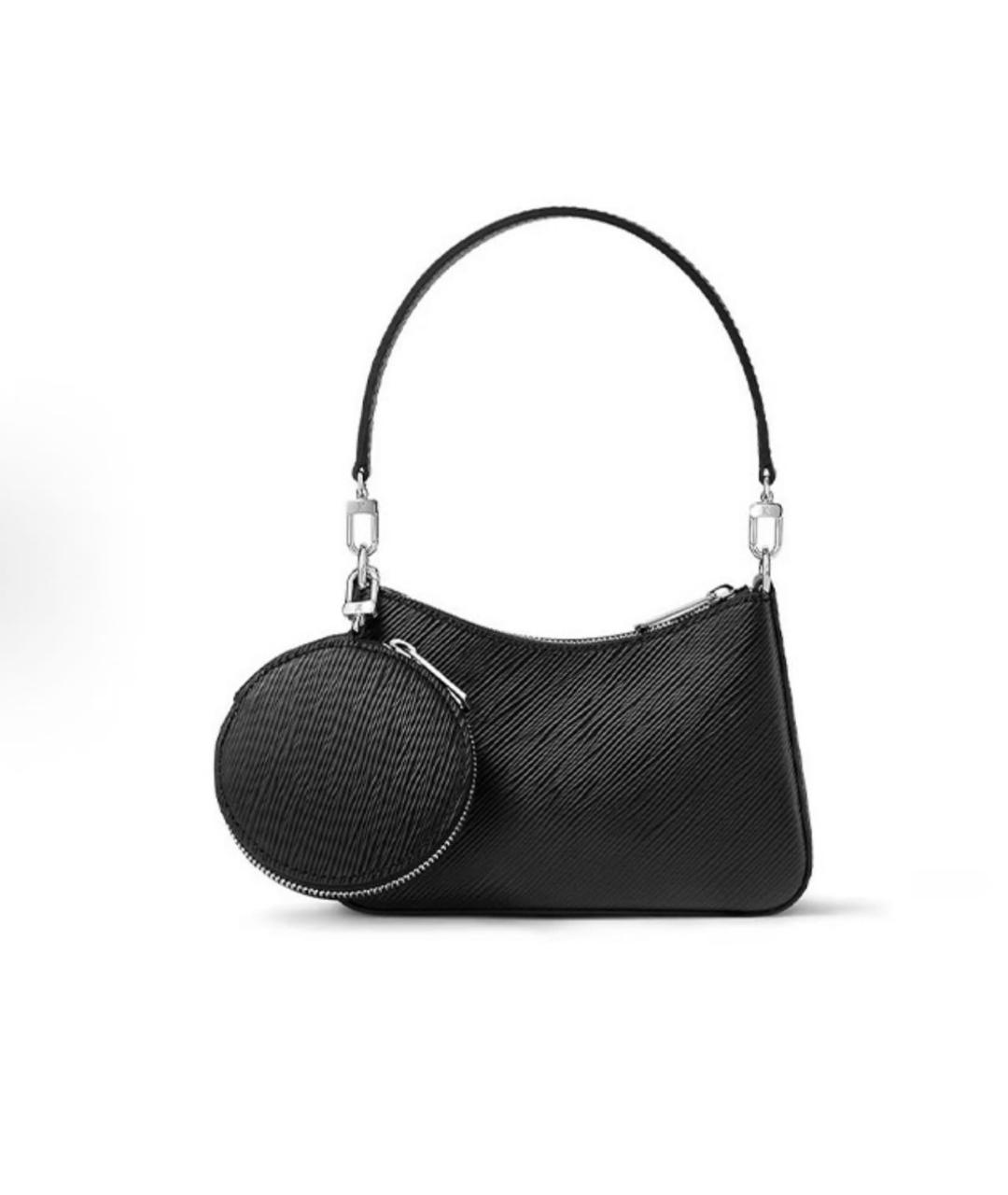 LOUIS VUITTON Черная кожаная сумка с короткими ручками, фото 3