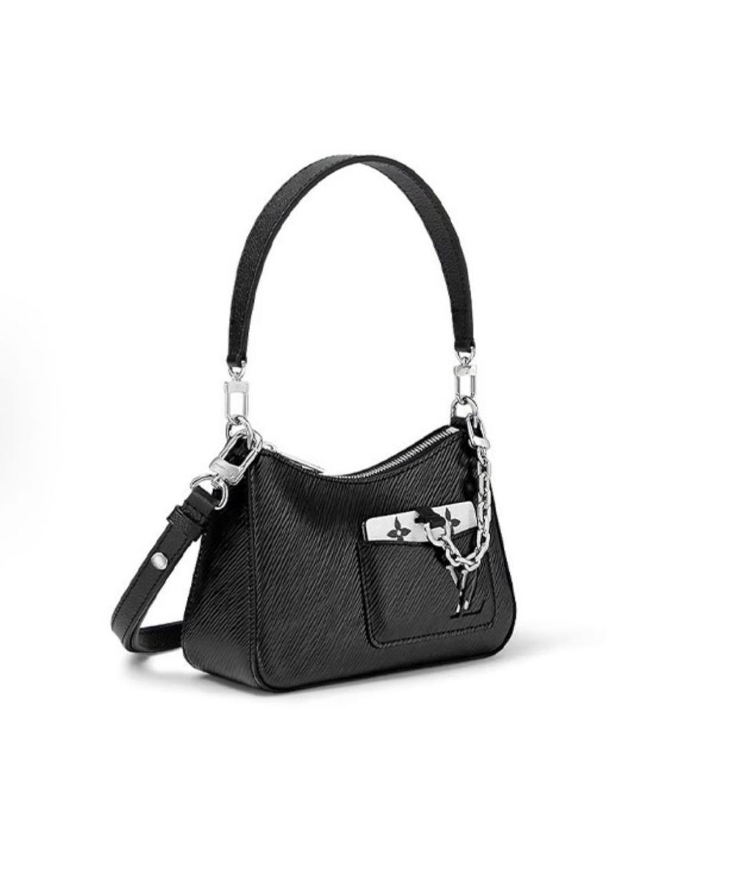 LOUIS VUITTON Черная кожаная сумка с короткими ручками, фото 2