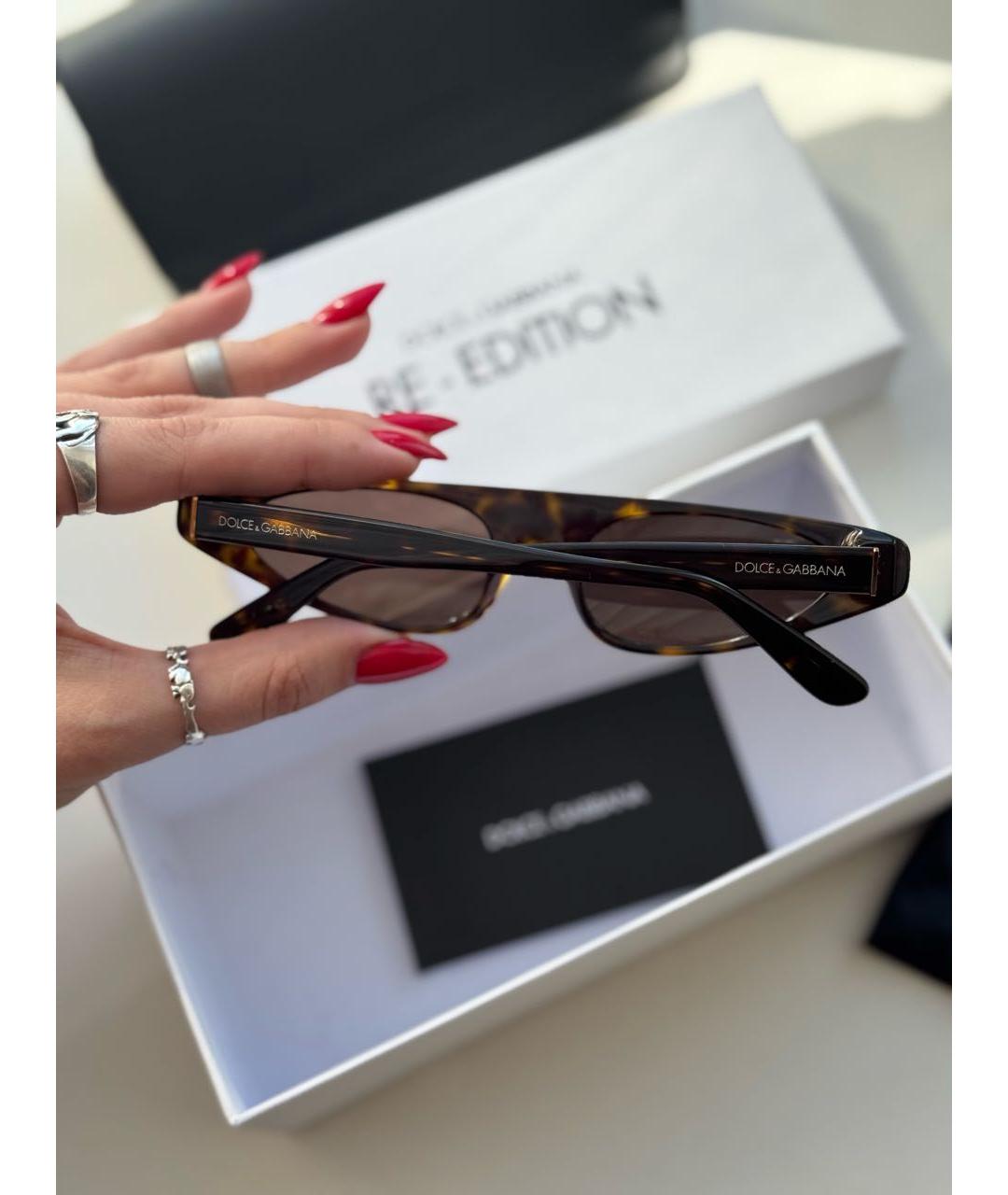 DOLCE&GABBANA Коричневые пластиковые солнцезащитные очки, фото 3