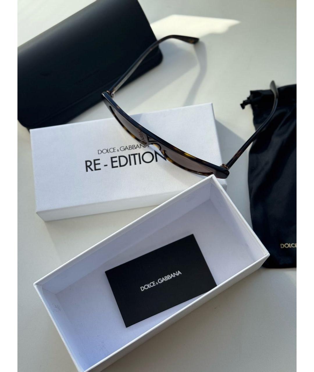 DOLCE&GABBANA Коричневые пластиковые солнцезащитные очки, фото 4