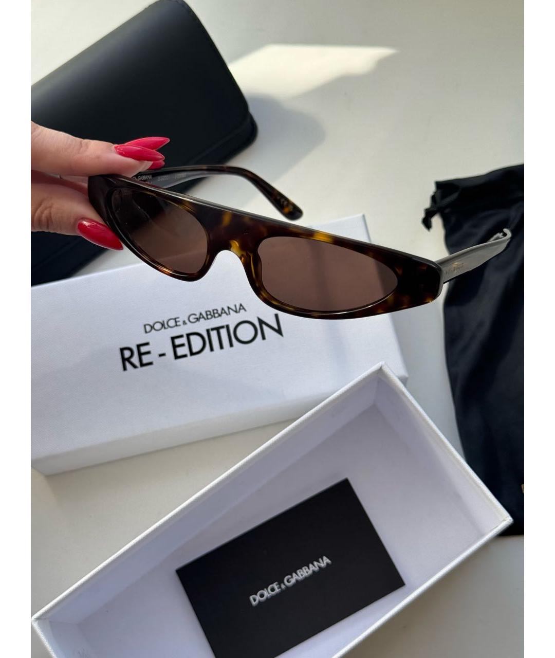 DOLCE&GABBANA Коричневые пластиковые солнцезащитные очки, фото 2