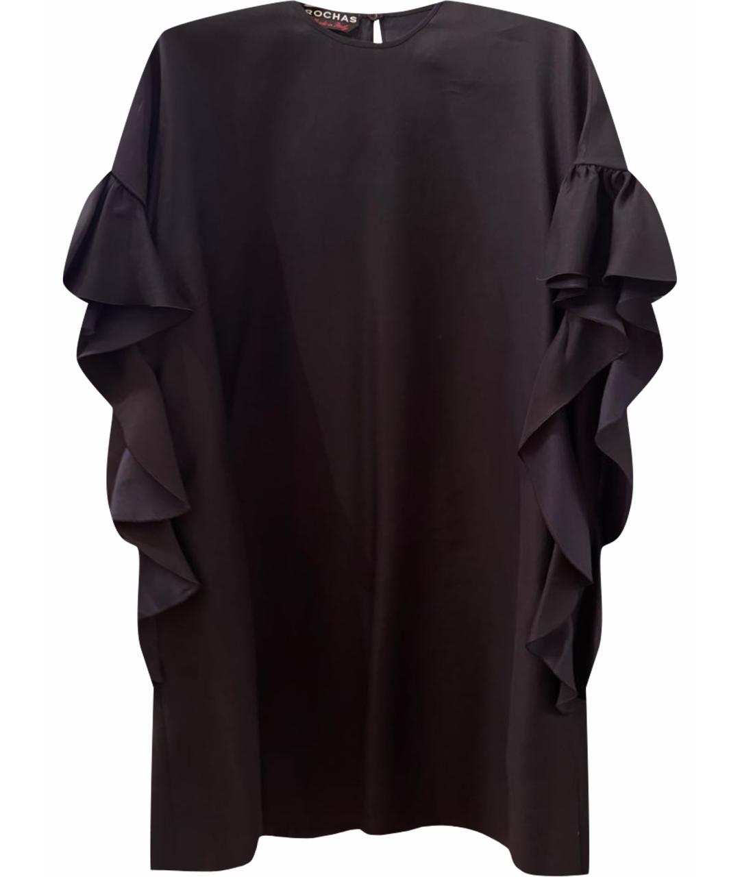 ROCHAS Черное шелковое коктейльное платье, фото 1
