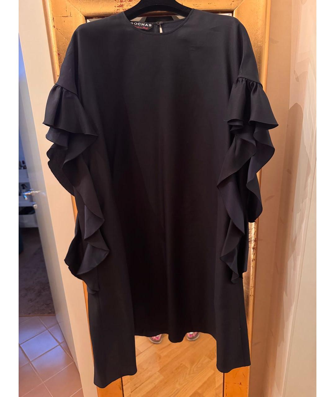 ROCHAS Черное шелковое коктейльное платье, фото 6