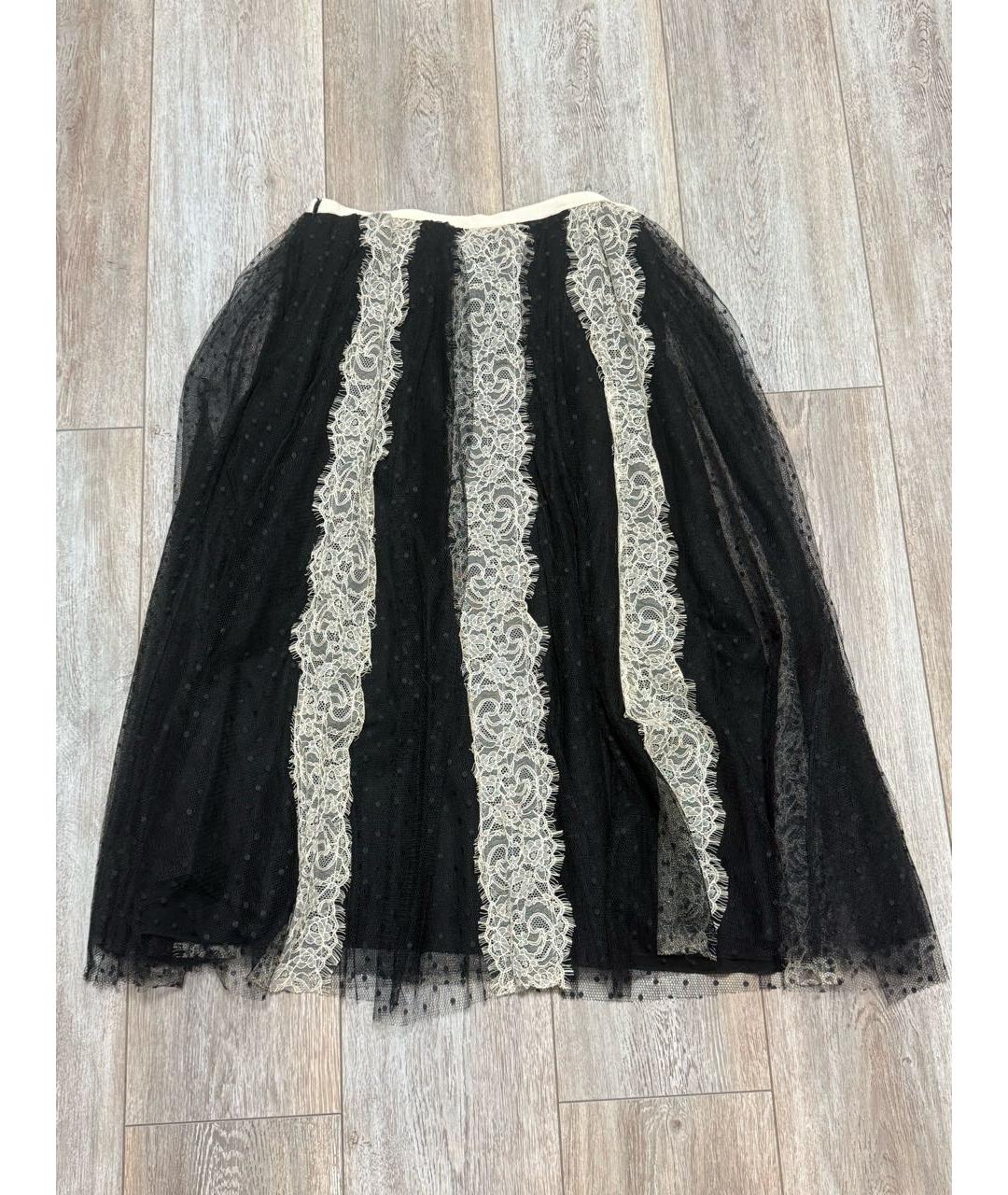 RED VALENTINO Черная кружевная юбка миди, фото 3