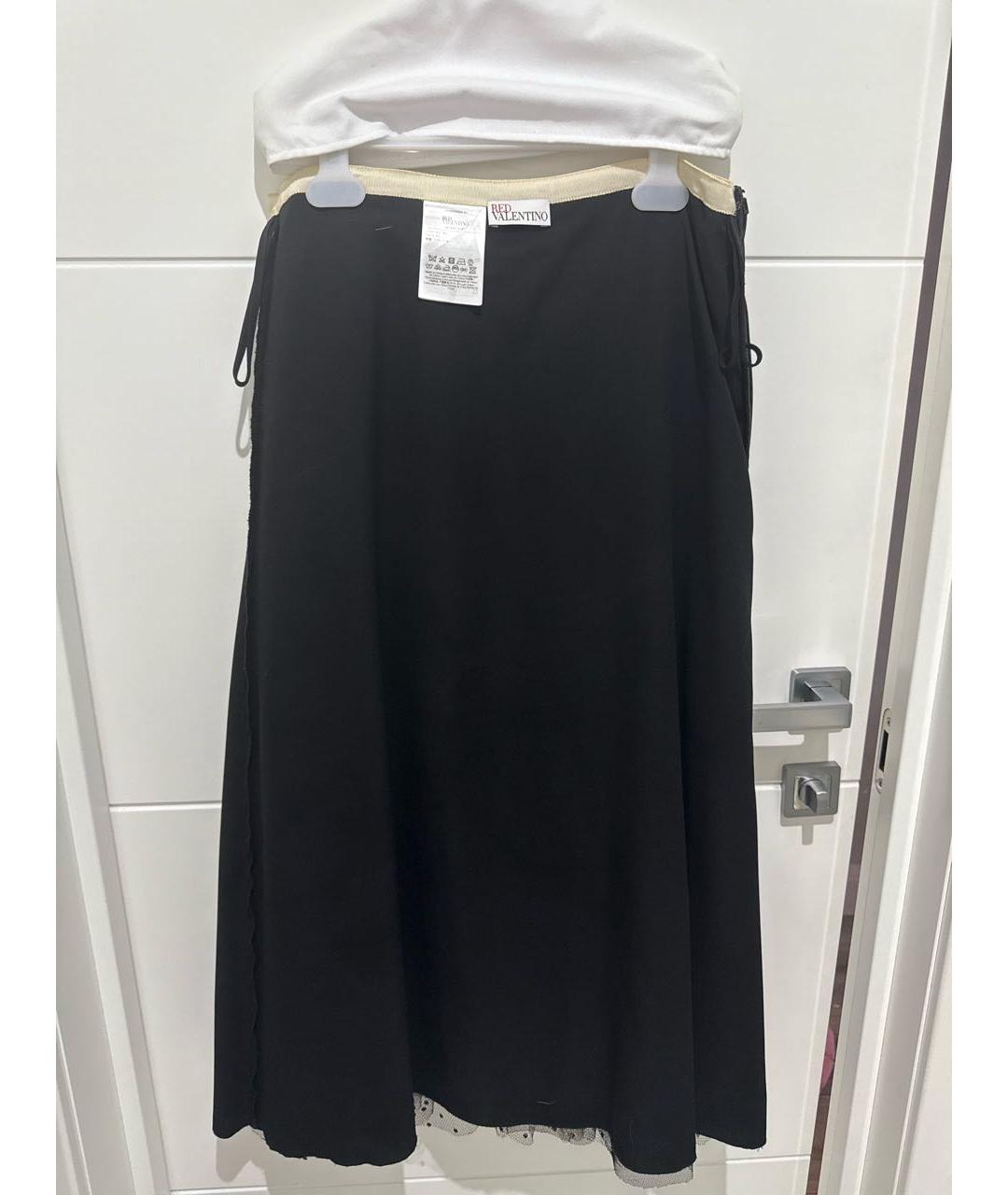 RED VALENTINO Черная кружевная юбка миди, фото 4