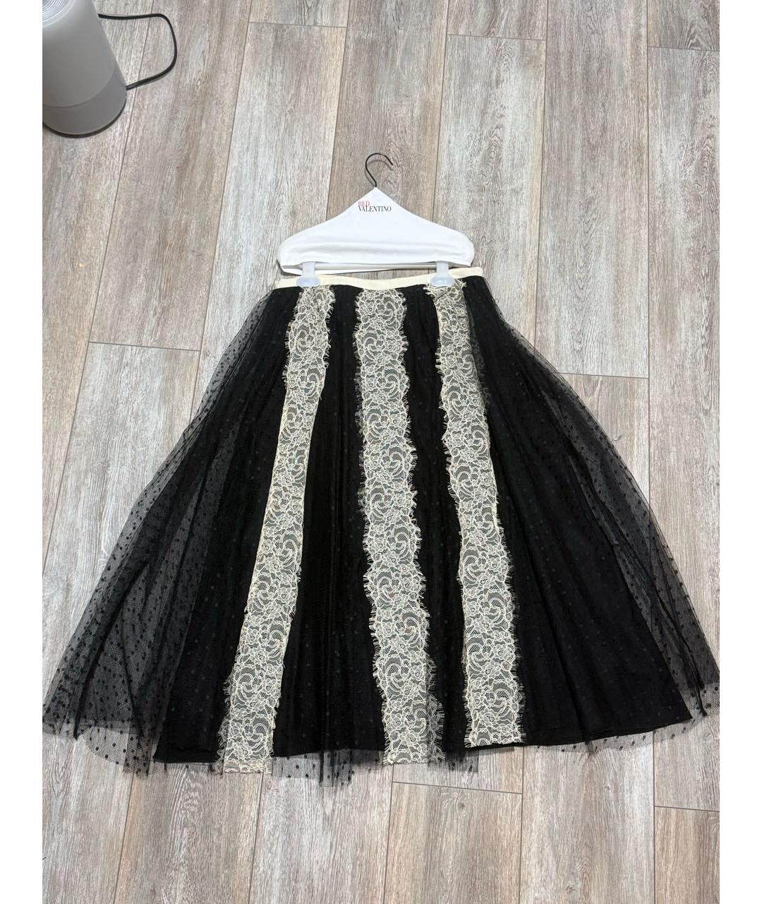 RED VALENTINO Черная кружевная юбка миди, фото 2