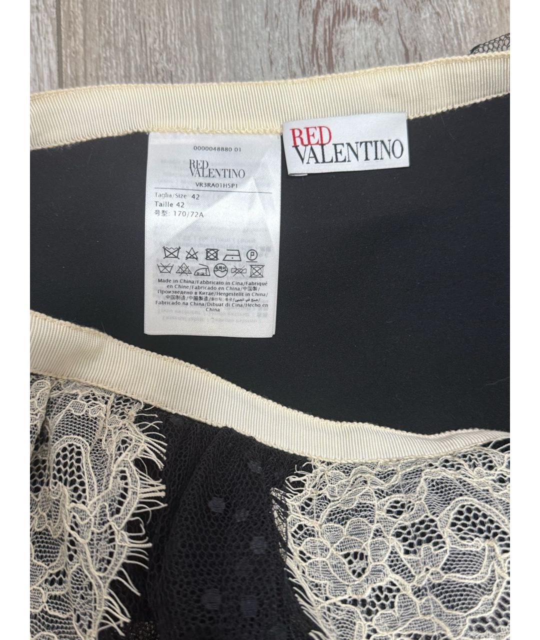 RED VALENTINO Черная кружевная юбка миди, фото 6