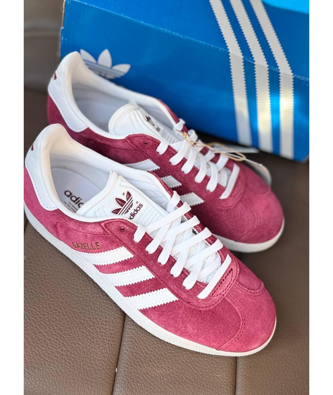 ADIDAS Бордовые замшевые кроссовки, фото 2