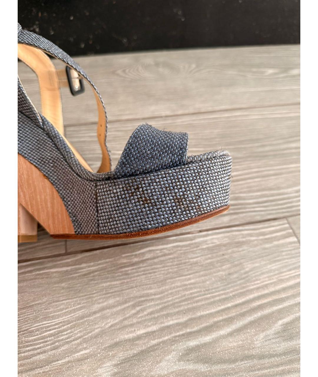 JIMMY CHOO Голубые текстильные босоножки, фото 5