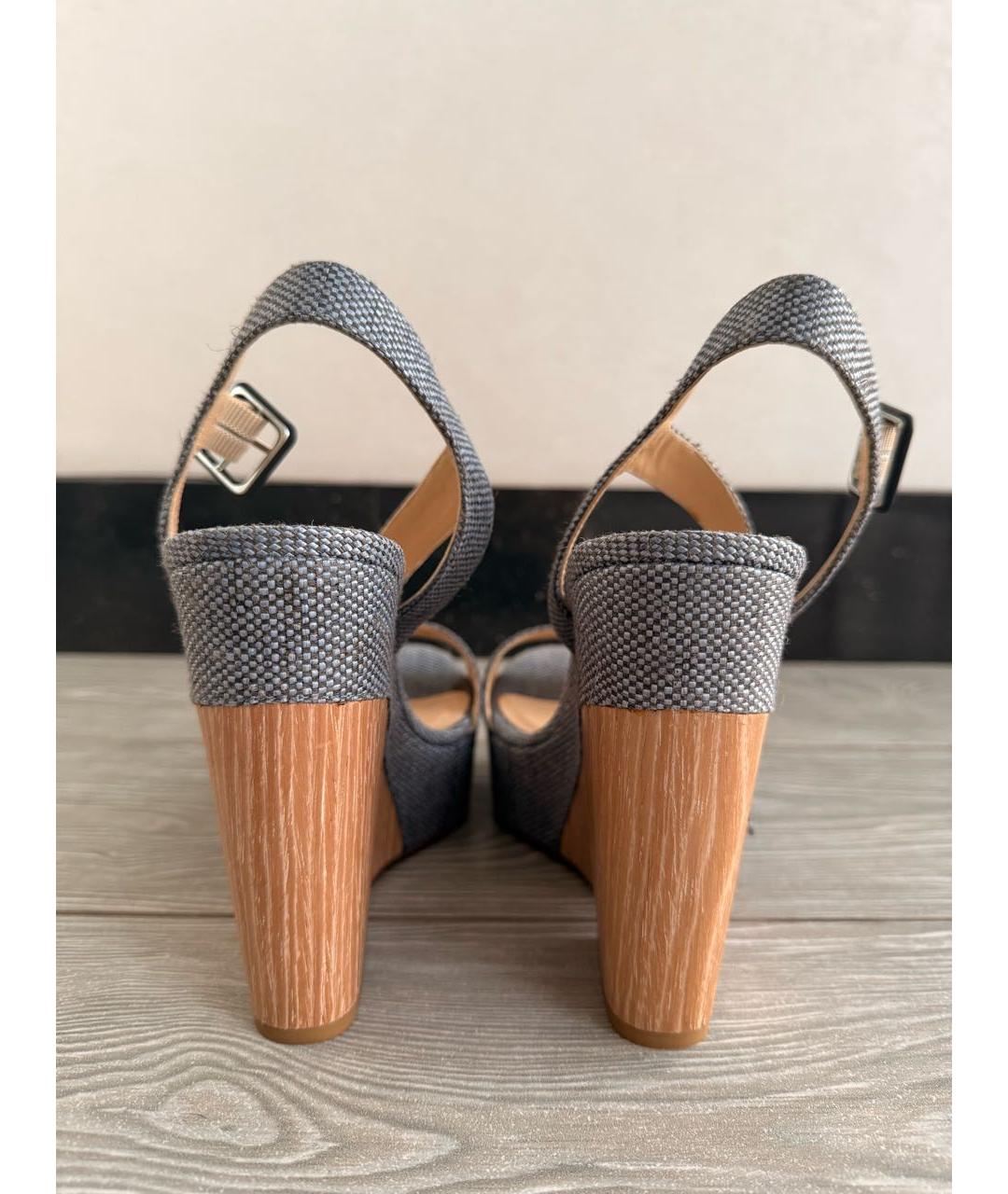 JIMMY CHOO Голубые текстильные босоножки, фото 4