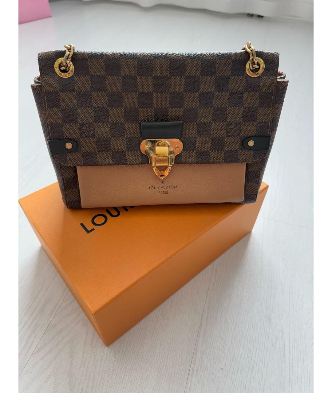LOUIS VUITTON Коричневая кожаная сумка через плечо, фото 3