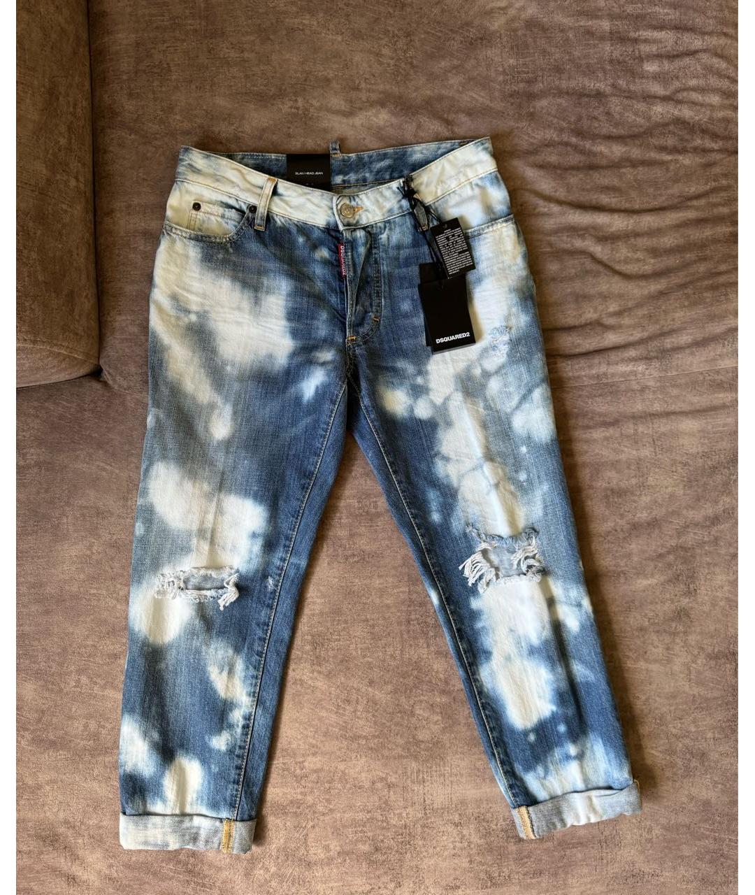 DSQUARED2 Голубые хлопковые джинсы слим, фото 6