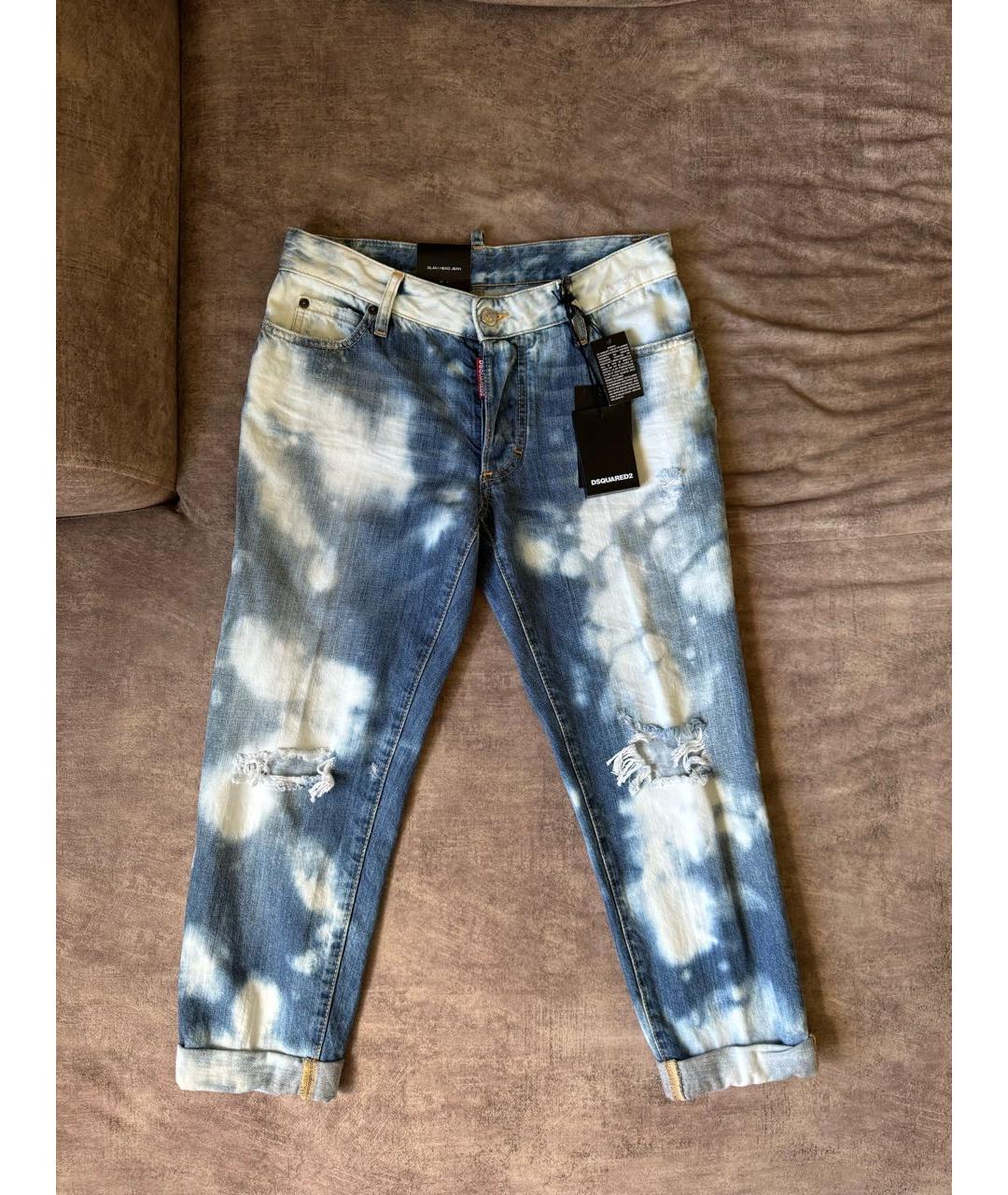 DSQUARED2 Голубые хлопковые джинсы слим, фото 8