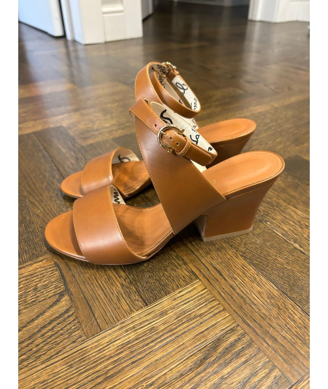 FERRAGAMO Коричневые кожаные босоножки, фото 4
