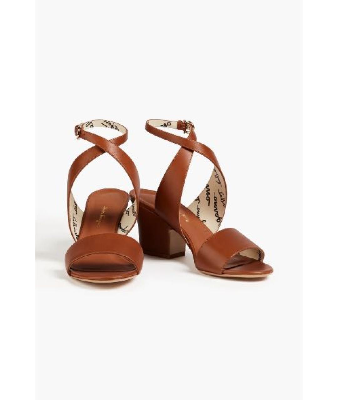 FERRAGAMO Коричневые кожаные босоножки, фото 2