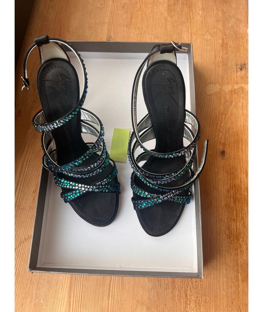 GIUSEPPE ZANOTTI DESIGN Темно-синие текстильные босоножки, фото 2