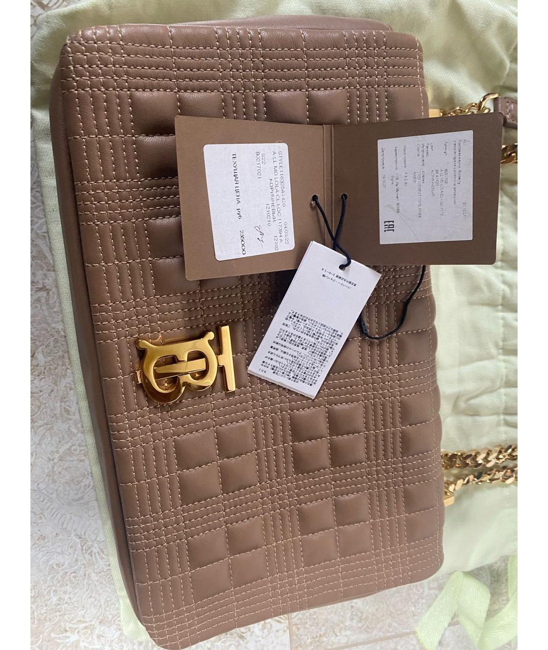 BURBERRY Бежевая кожаная сумка через плечо, фото 7