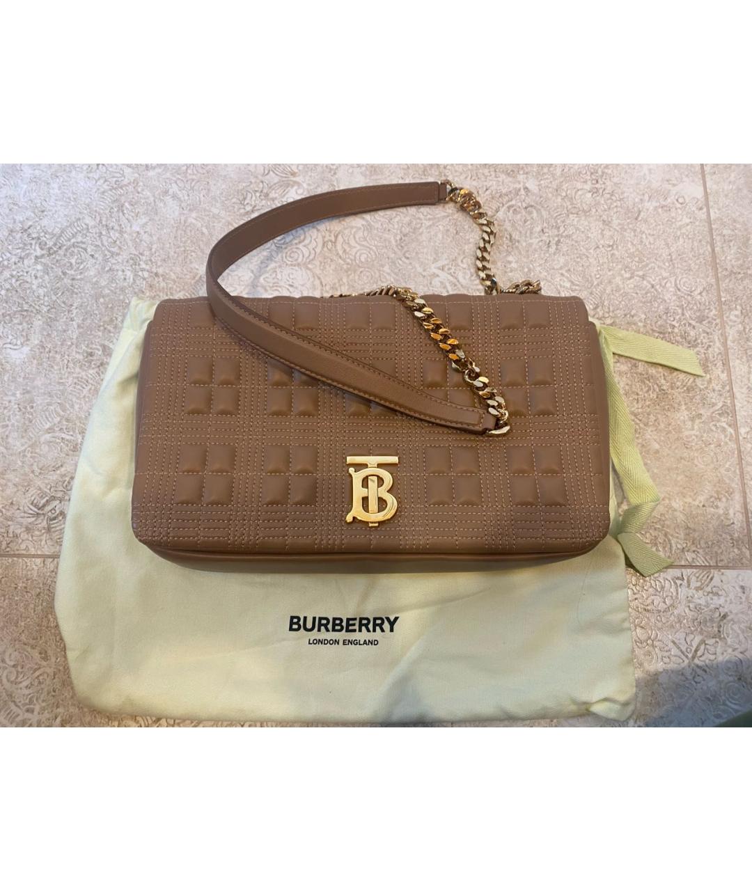 BURBERRY Бежевая кожаная сумка через плечо, фото 2