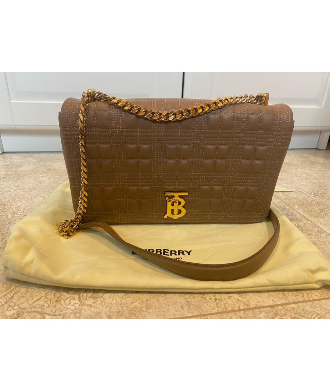 BURBERRY Бежевая кожаная сумка через плечо, фото 9