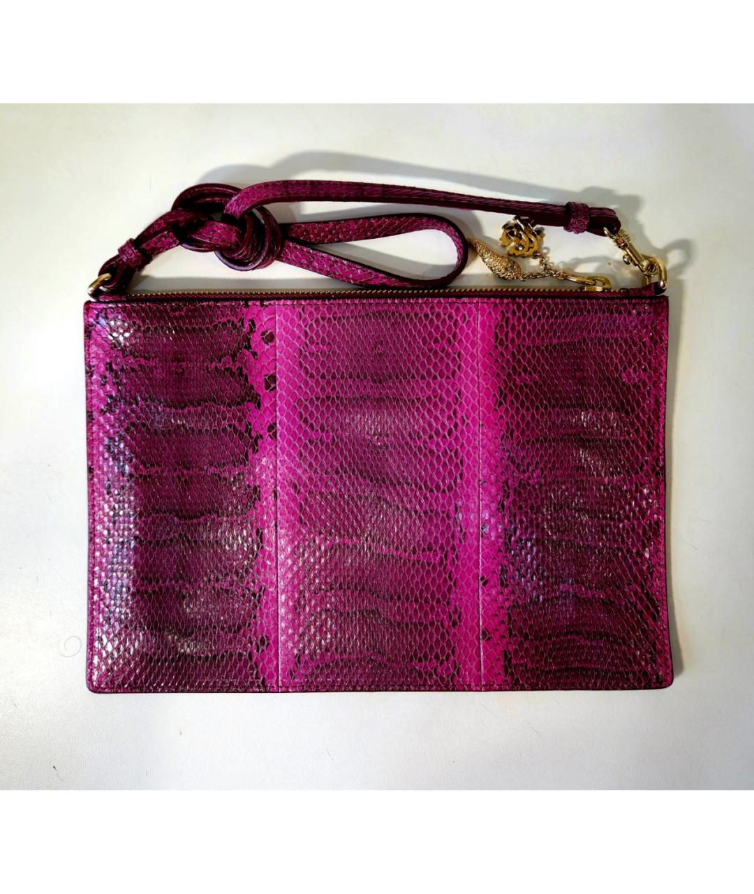 ROBERTO CAVALLI Фиолетовая косметичка из экзотической кожи, фото 5