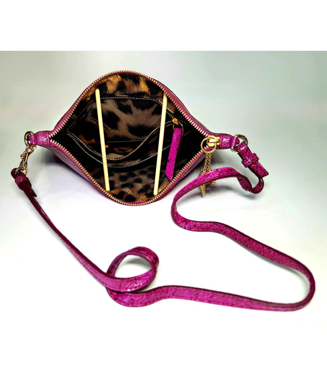 ROBERTO CAVALLI Фиолетовая косметичка из экзотической кожи, фото 7