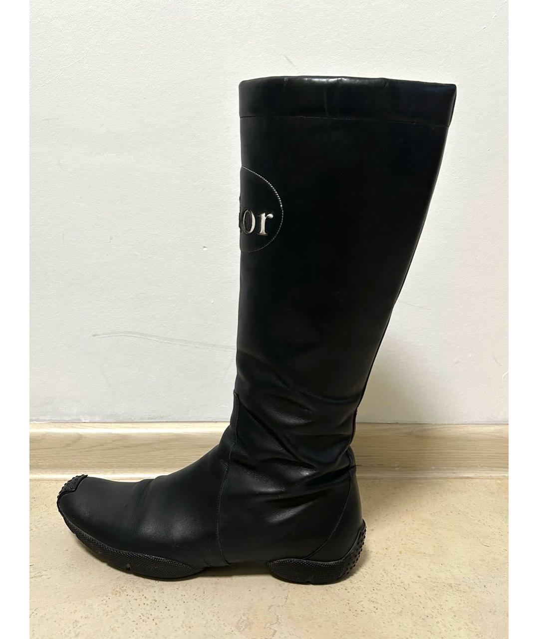 CHRISTIAN DIOR Черные кожаные сапоги, фото 7