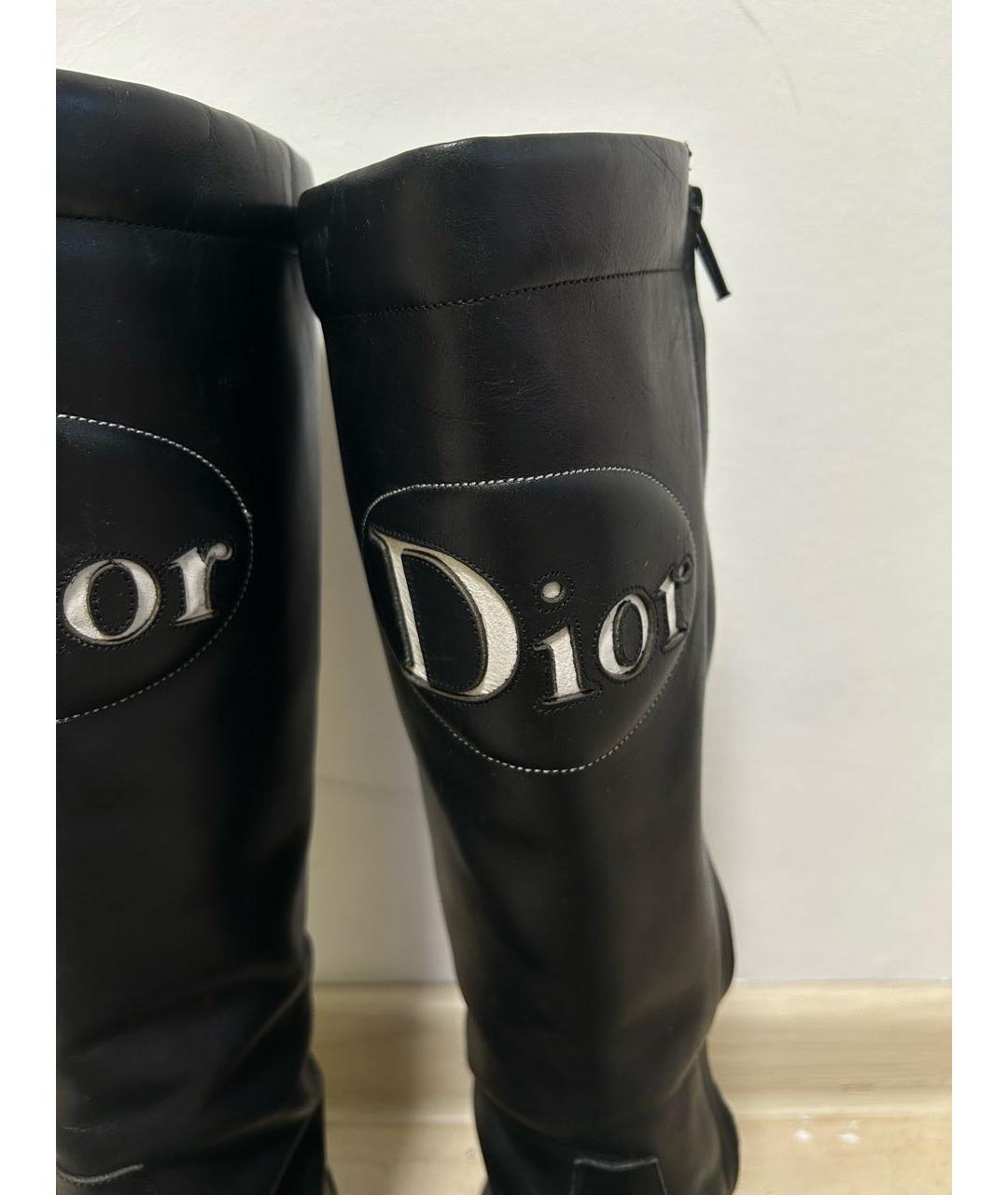 CHRISTIAN DIOR Черные кожаные сапоги, фото 6
