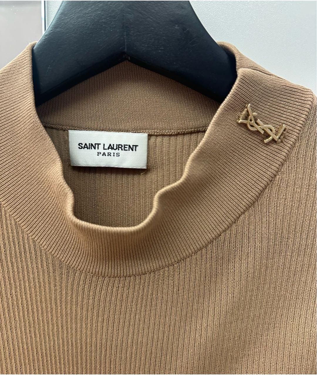 SAINT LAURENT Бежевая шелковая водолазка, фото 3