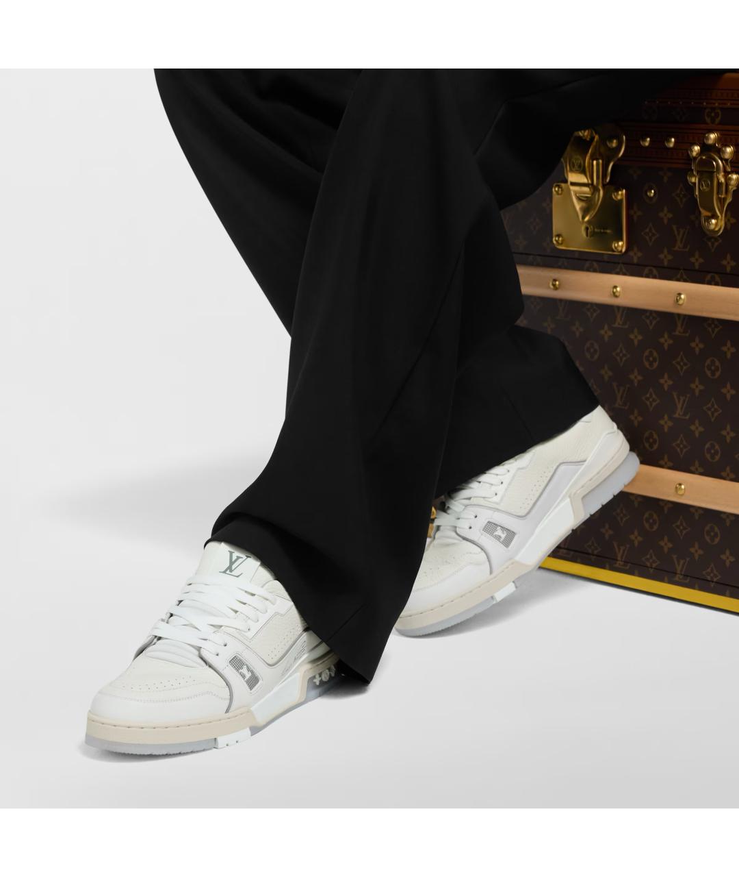 LOUIS VUITTON Белые кожаные низкие кроссовки / кеды, фото 6