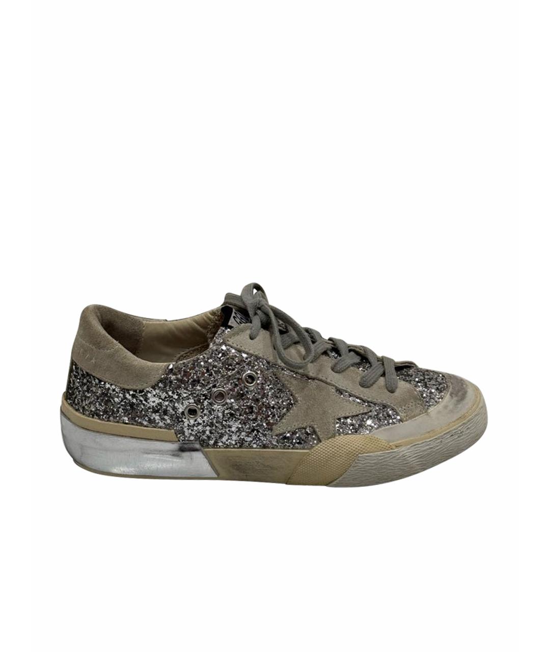 GOLDEN GOOSE DELUXE BRAND Серебряные замшевые кеды, фото 1