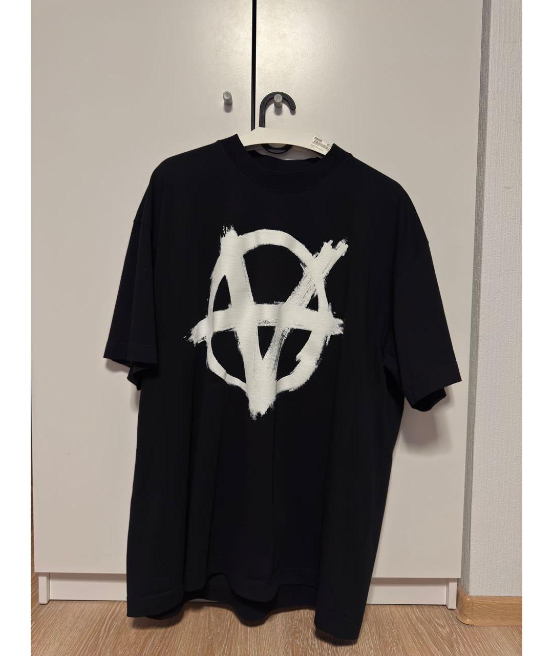 VETEMENTS Черная хлопковая футболка, фото 2