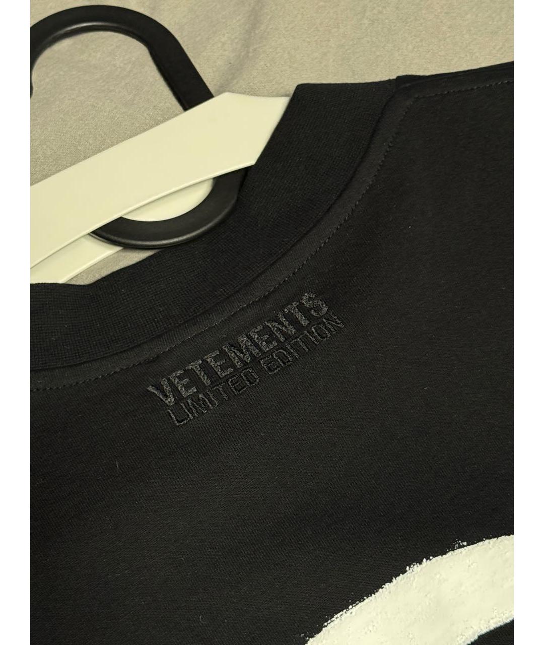 VETEMENTS Черная хлопковая футболка, фото 5