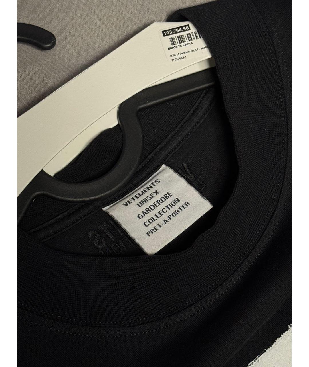 VETEMENTS Черная хлопковая футболка, фото 4