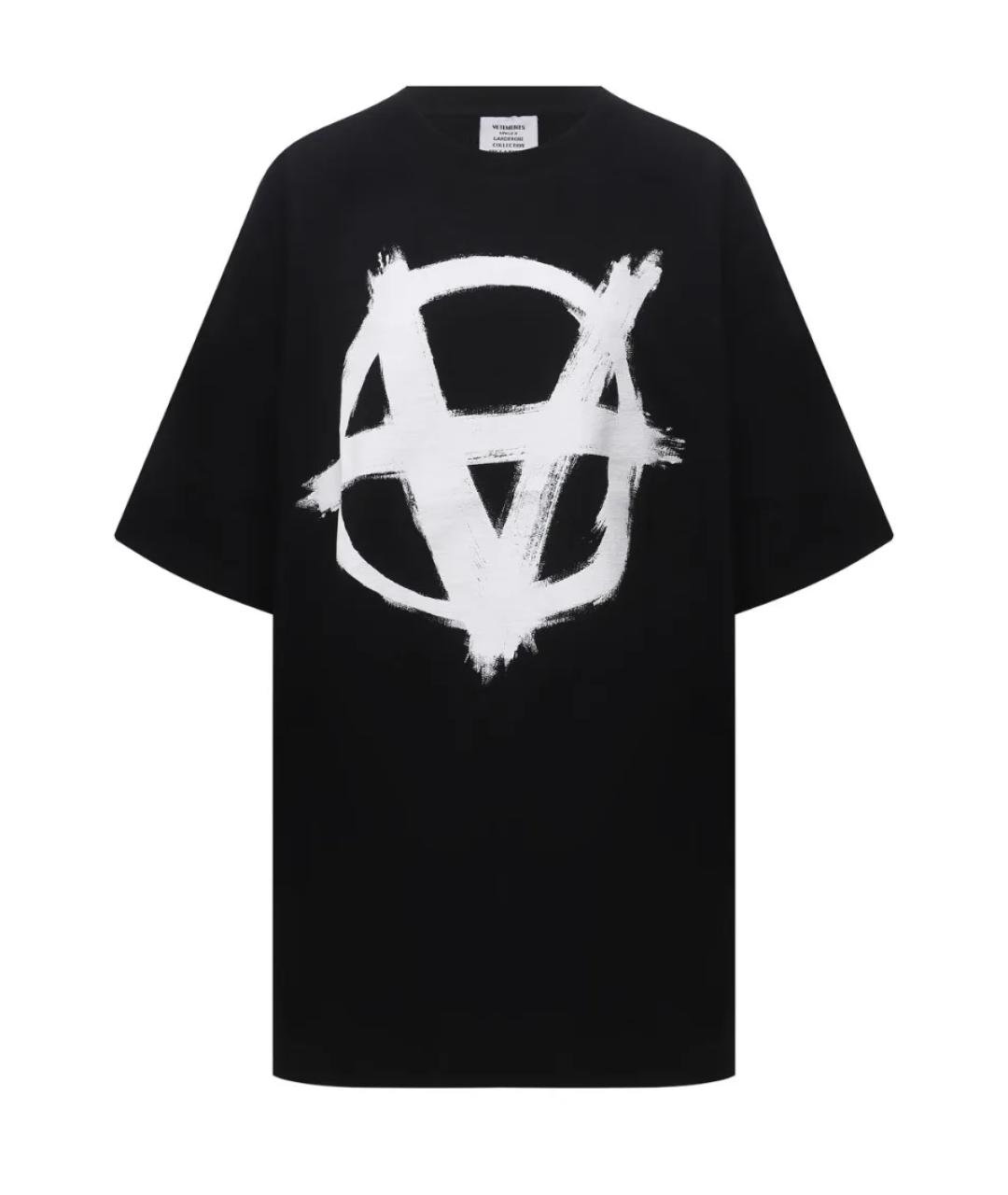 VETEMENTS Черная хлопковая футболка, фото 1