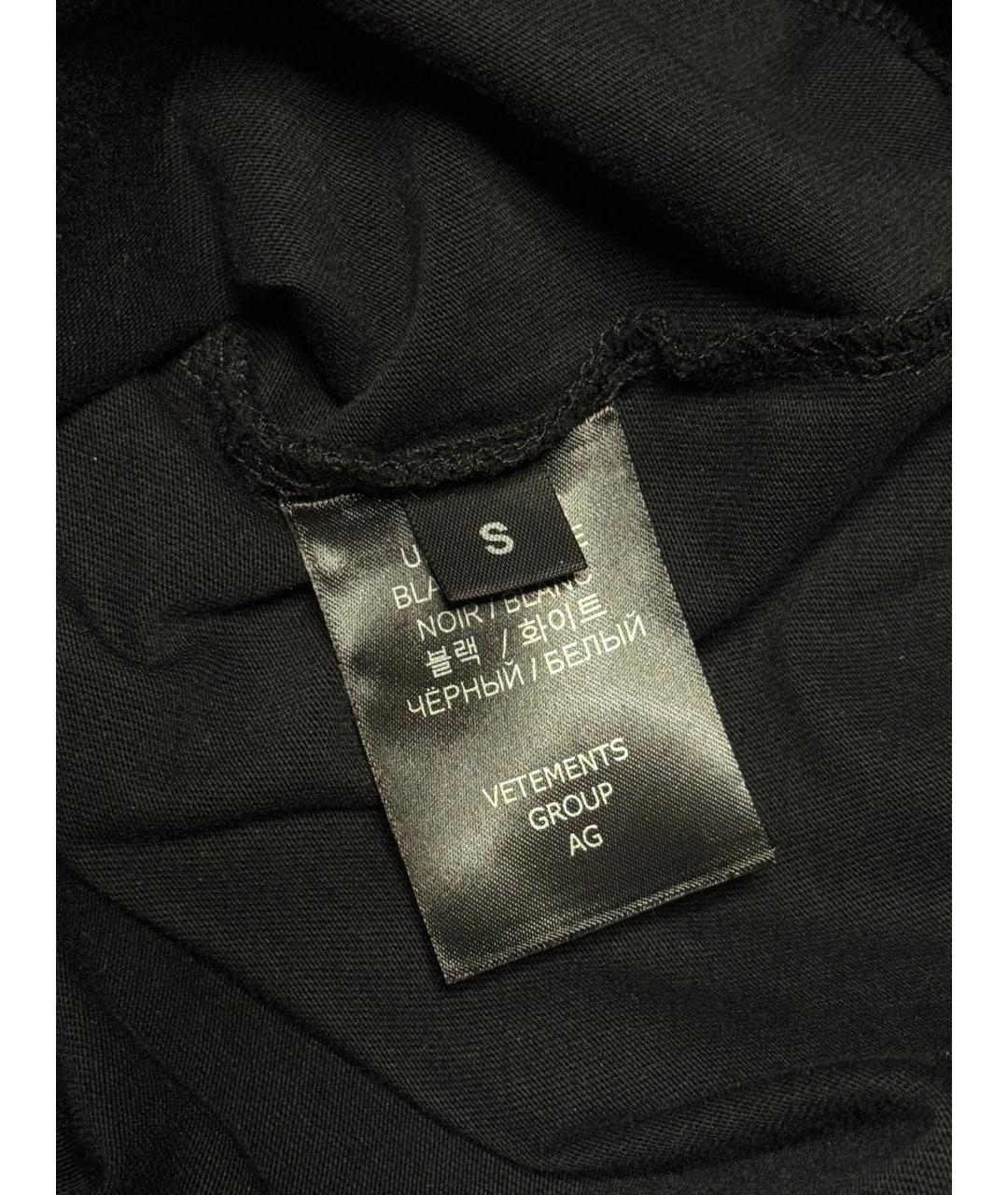 VETEMENTS Черная хлопковая футболка, фото 7