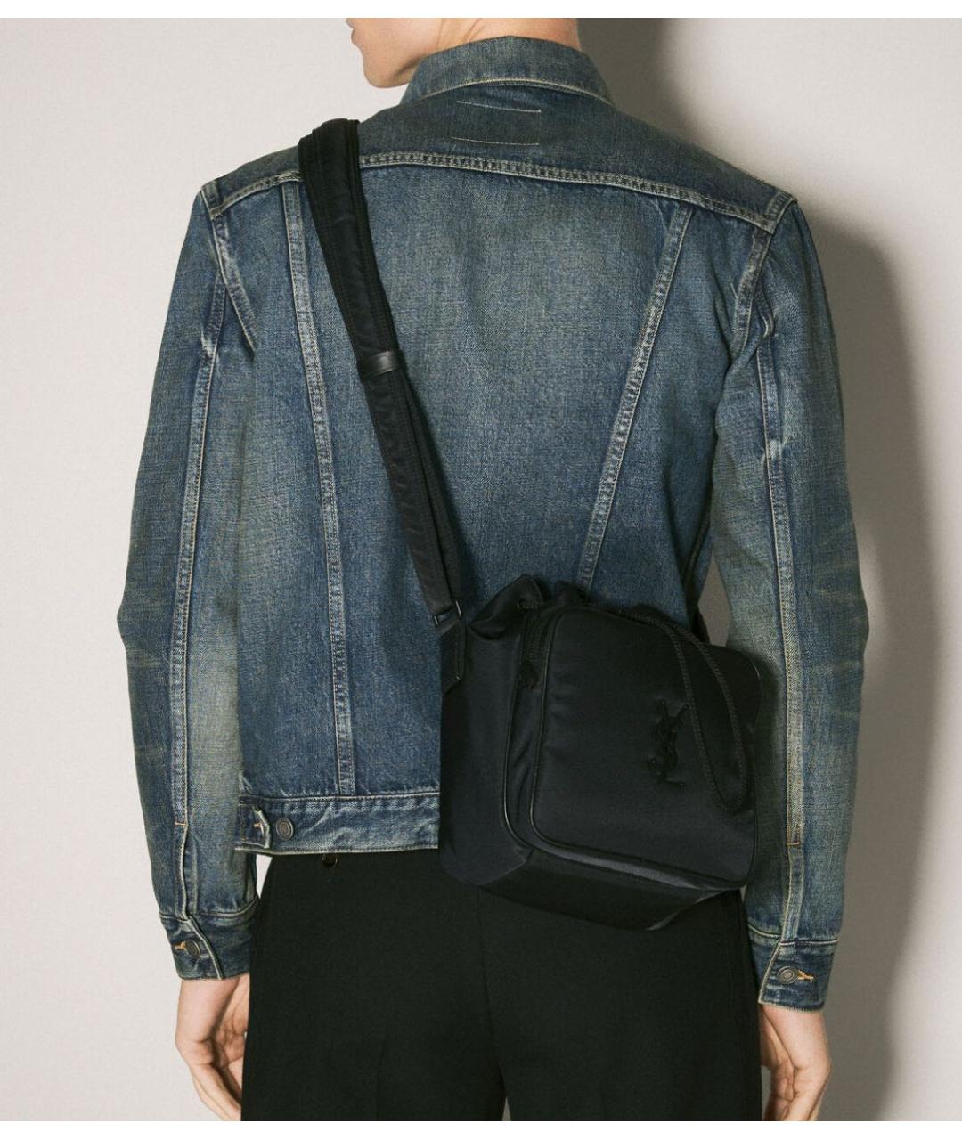 SAINT LAURENT Черная синтетическая сумка на плечо, фото 2