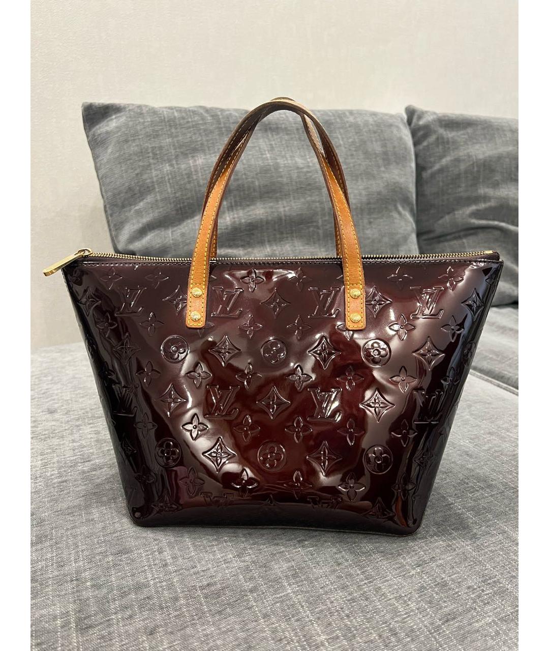 LOUIS VUITTON Бордовая сумка тоут из лакированной кожи, фото 3