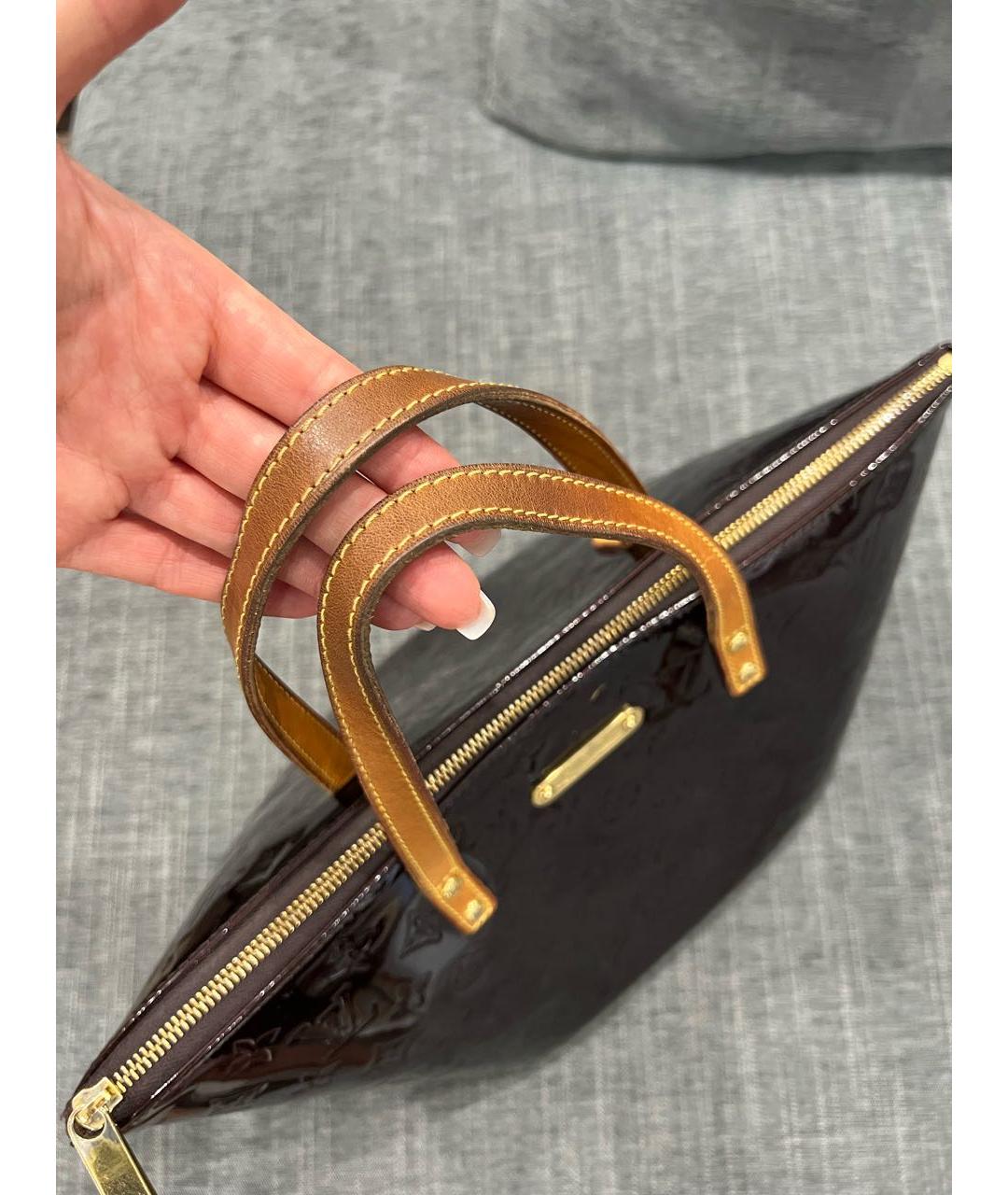 LOUIS VUITTON Бордовая сумка тоут из лакированной кожи, фото 7