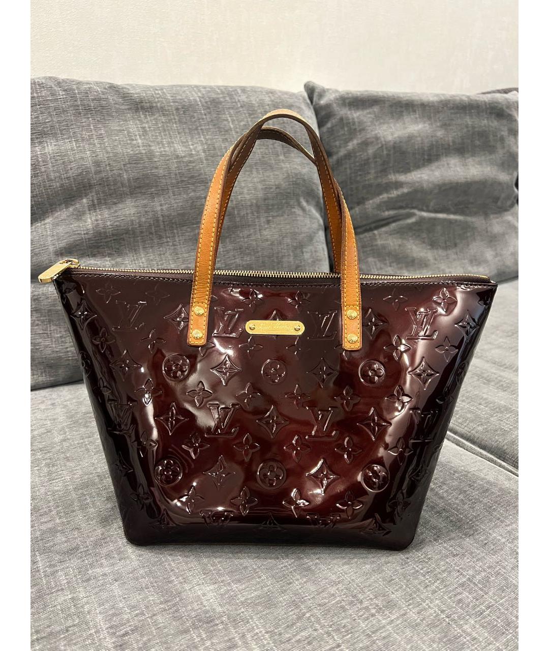 LOUIS VUITTON Бордовая сумка тоут из лакированной кожи, фото 8