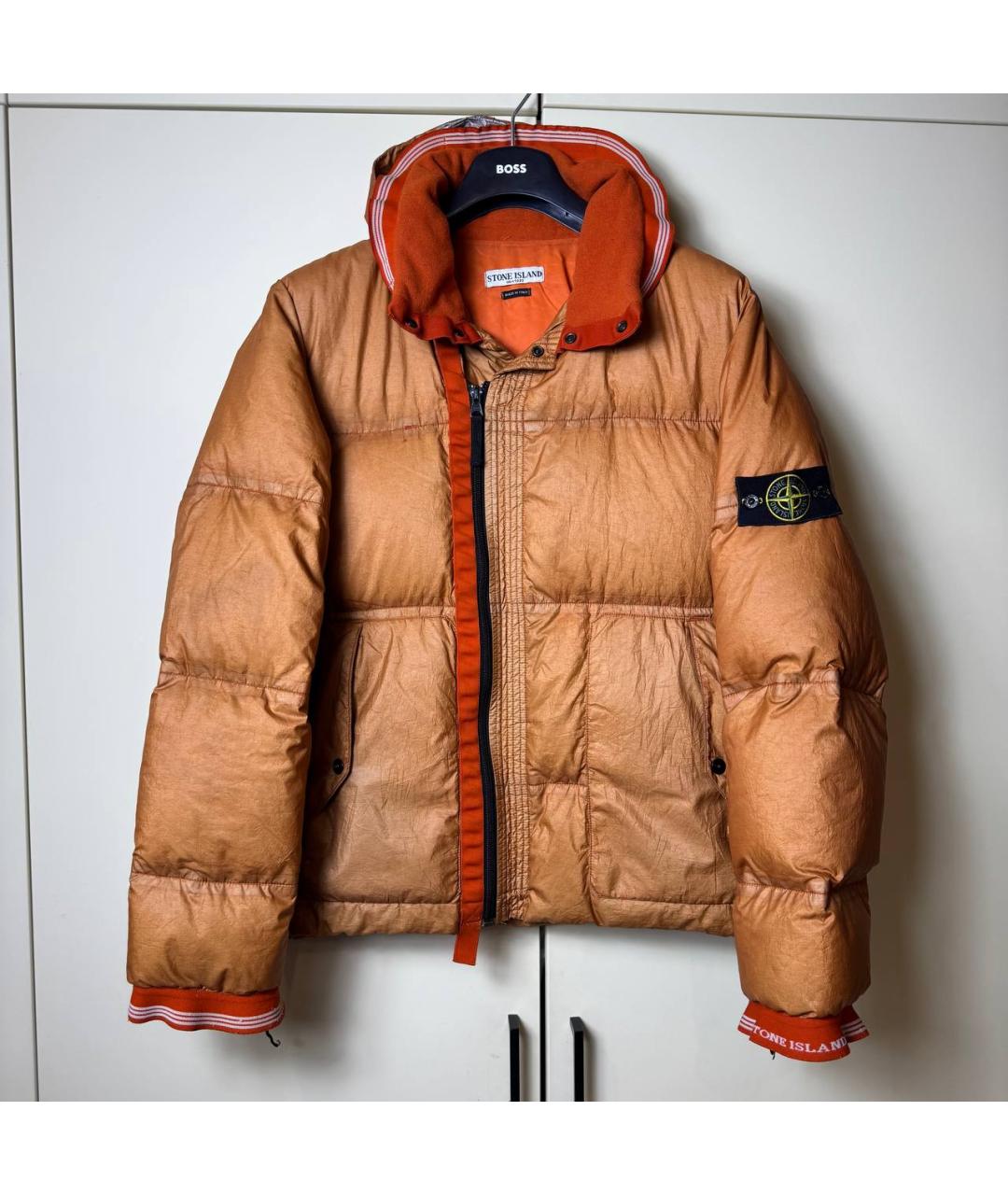STONE ISLAND Оранжевый пуховик, фото 2