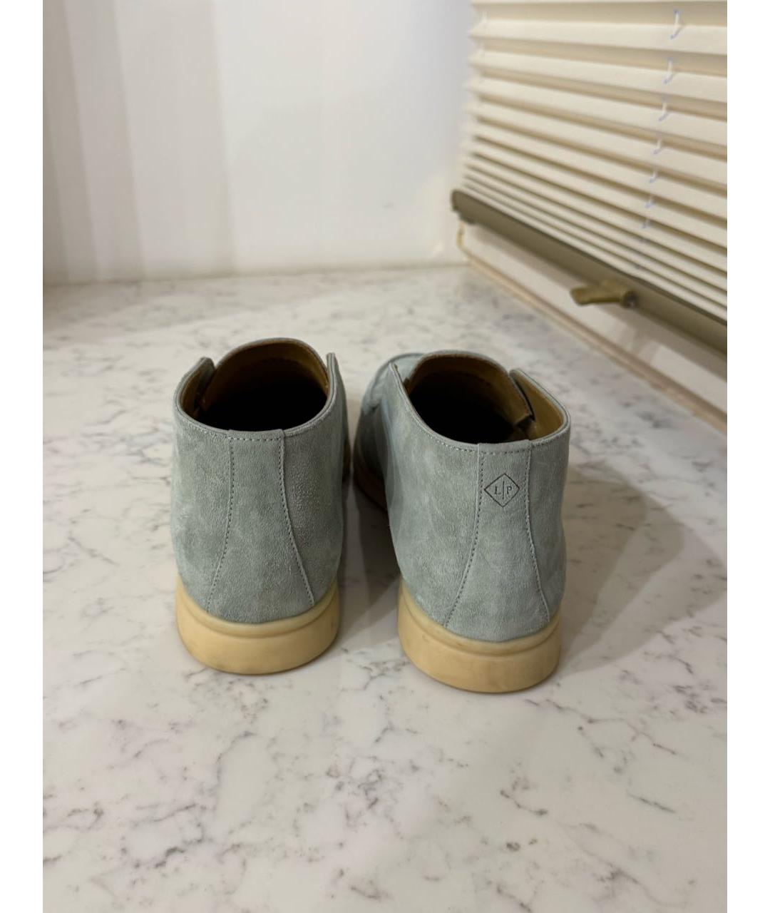 LORO PIANA Бирюзовые замшевые лоферы, фото 4