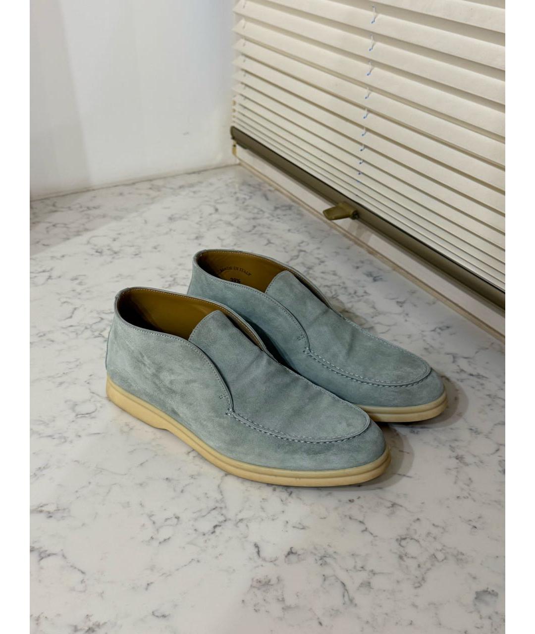 LORO PIANA Бирюзовые замшевые лоферы, фото 2