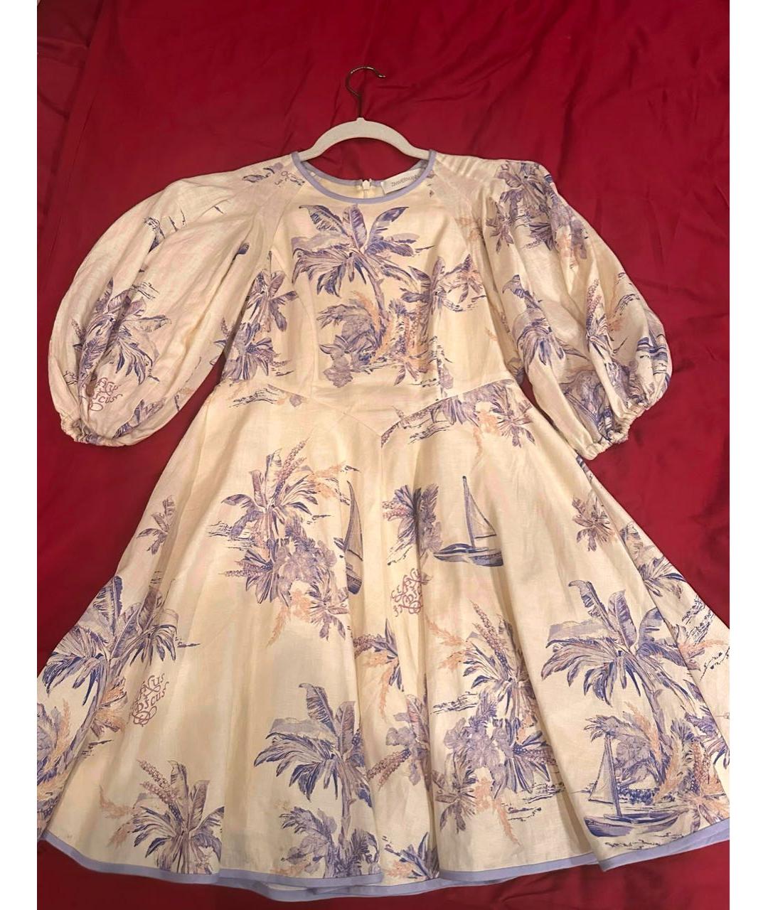 ZIMMERMANN Бежевое льняное повседневное платье, фото 2