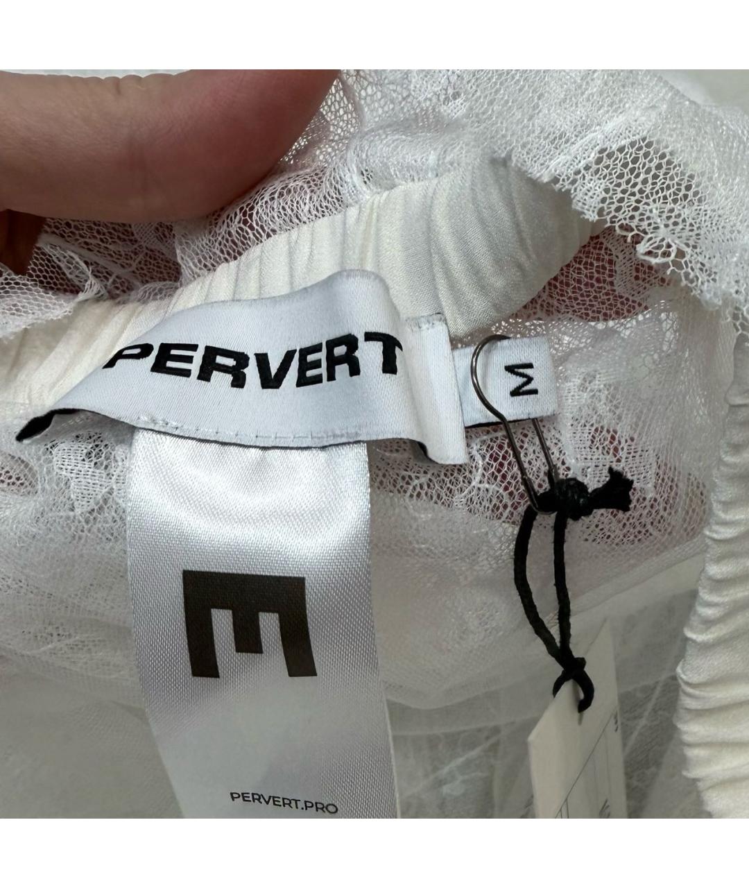 PERVERT Белая полиэстеровая юбка миди, фото 7