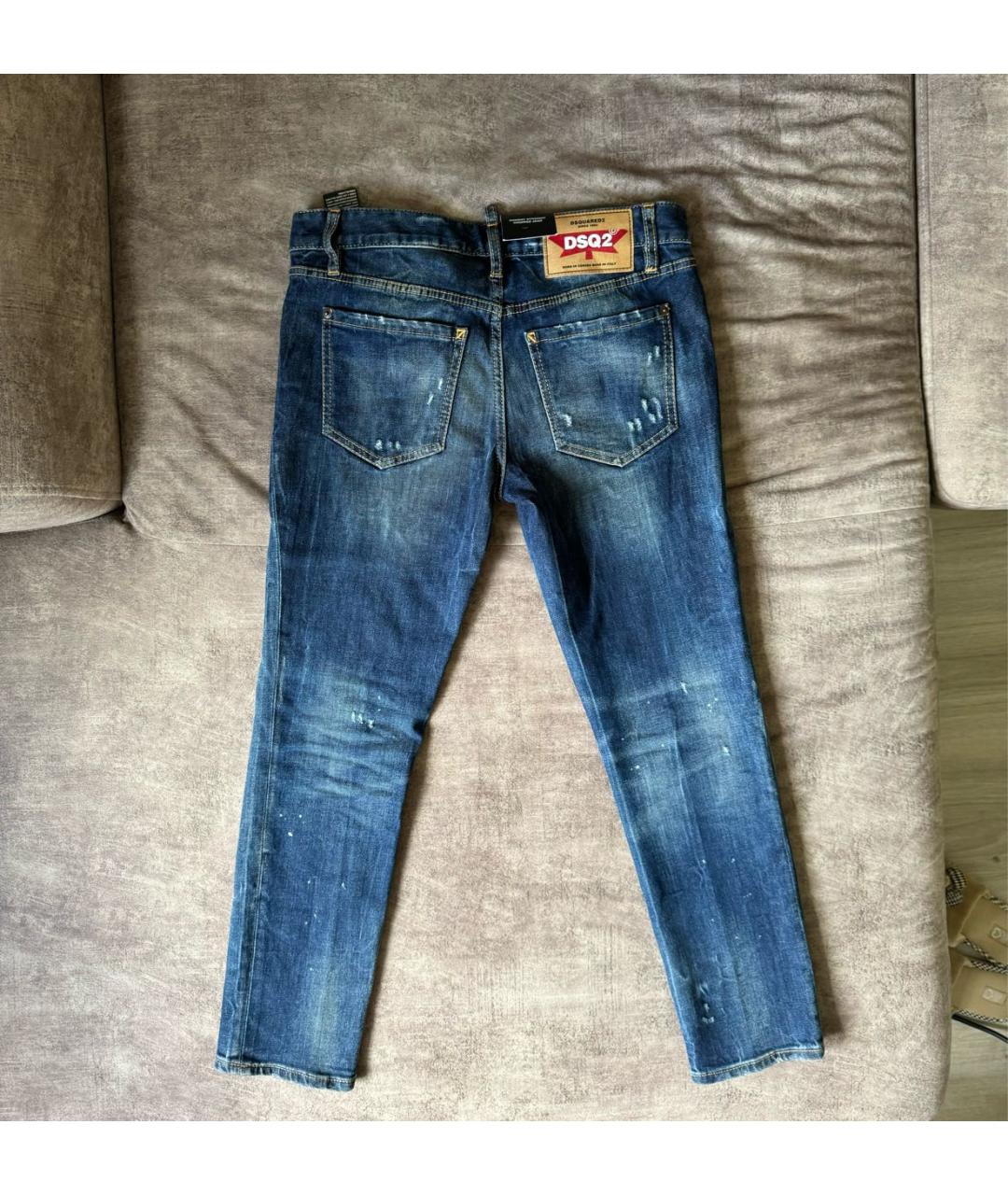 DSQUARED2 Синие хлопко-эластановые джинсы слим, фото 2